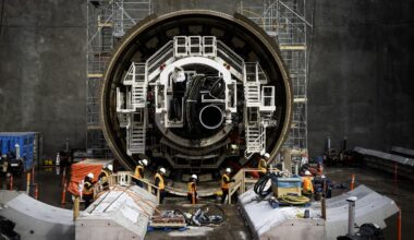A tunnel boring machine.