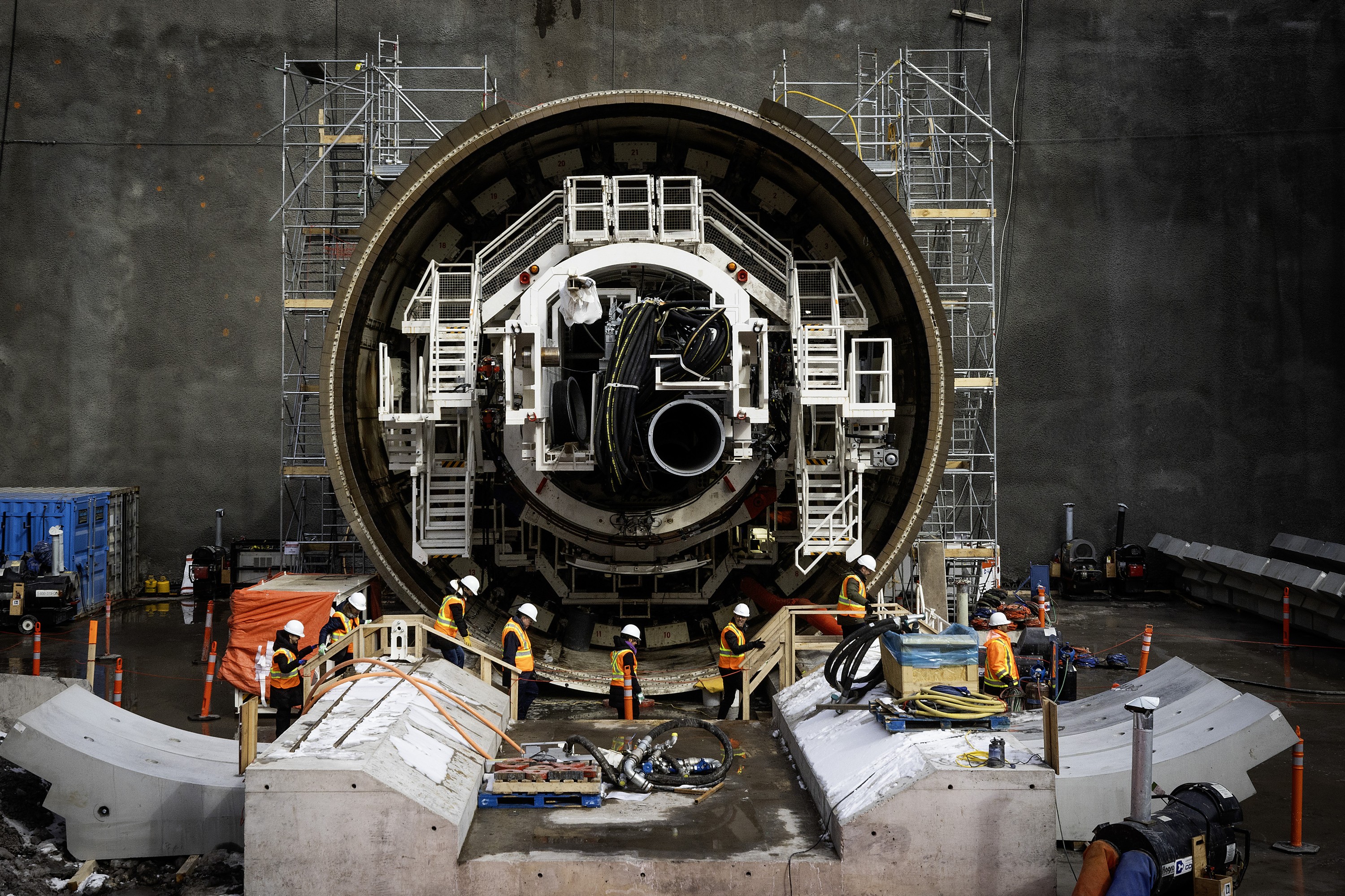 A tunnel boring machine.