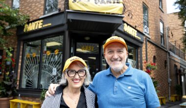 Co-owners Elena Vendittelli Faita and Rudy Vendittelli in front of Quincaillerie Dante in Little Italy.
