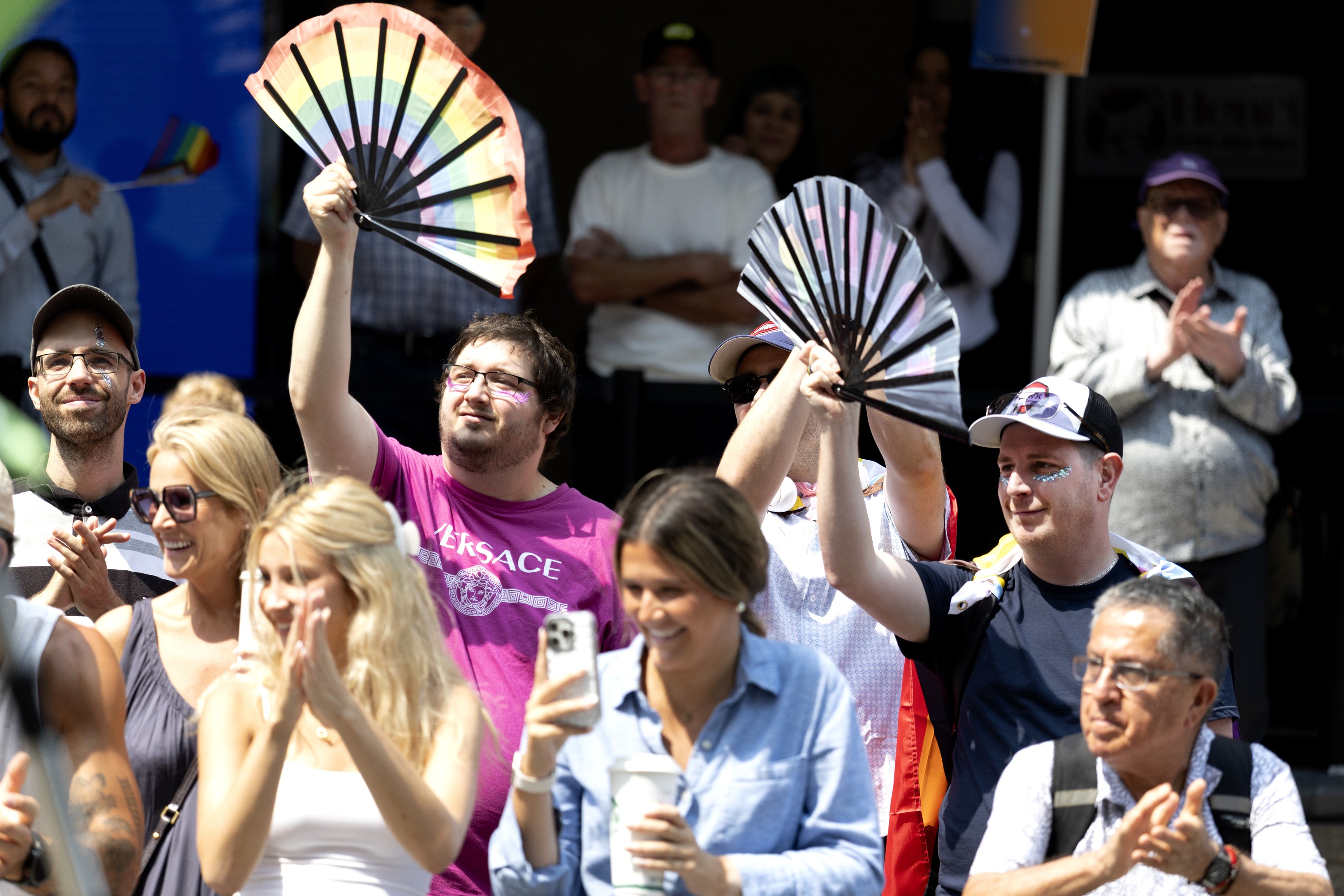 Spectators watch the annual Pride parade in Montreal