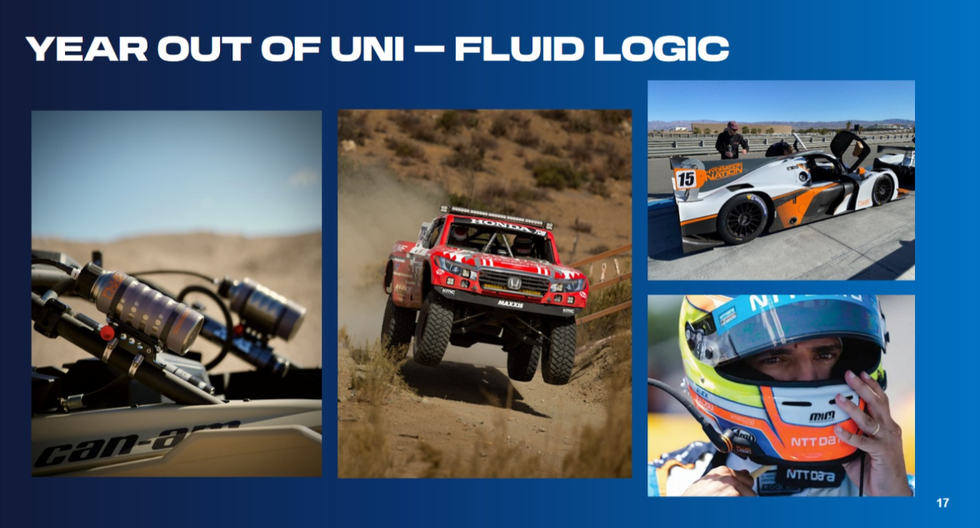Four images showcasing off-road racing, including vehicles, action shots, and racing equipment.