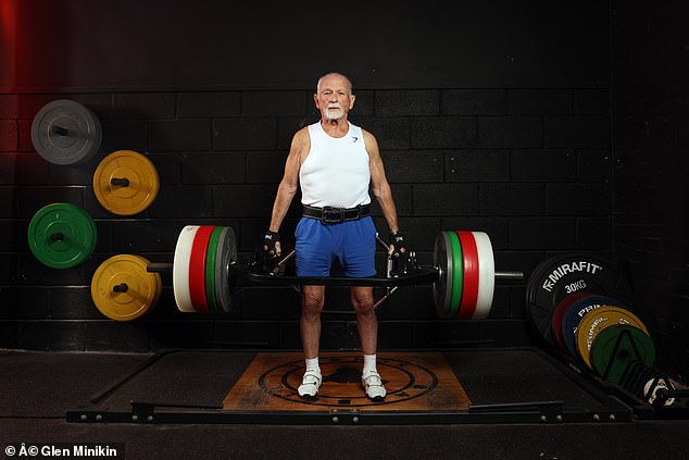 Mick, from Laneshaw Bridge, Lancashire, began exercising at home with a broom handle and milk containers