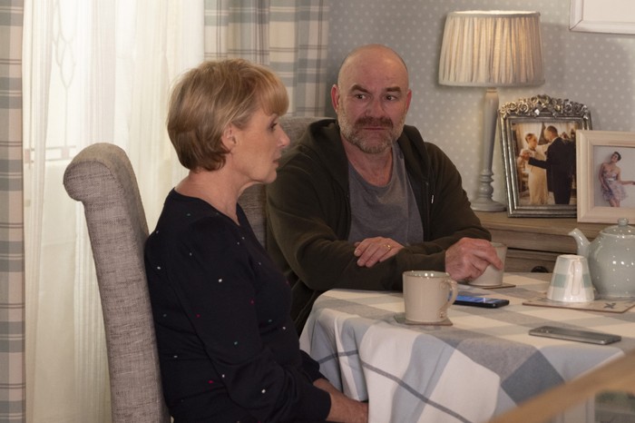 11_08_coro_sally_tim_01 Sally and Tim look concerned in a scene from Coronation Street