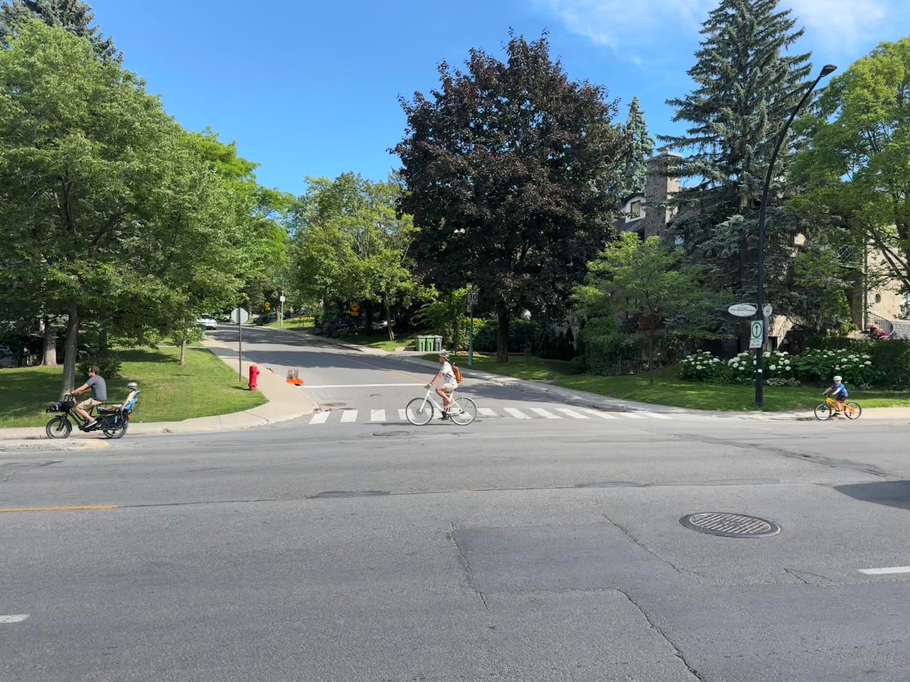 Cyclists on a bi-directional bike path.