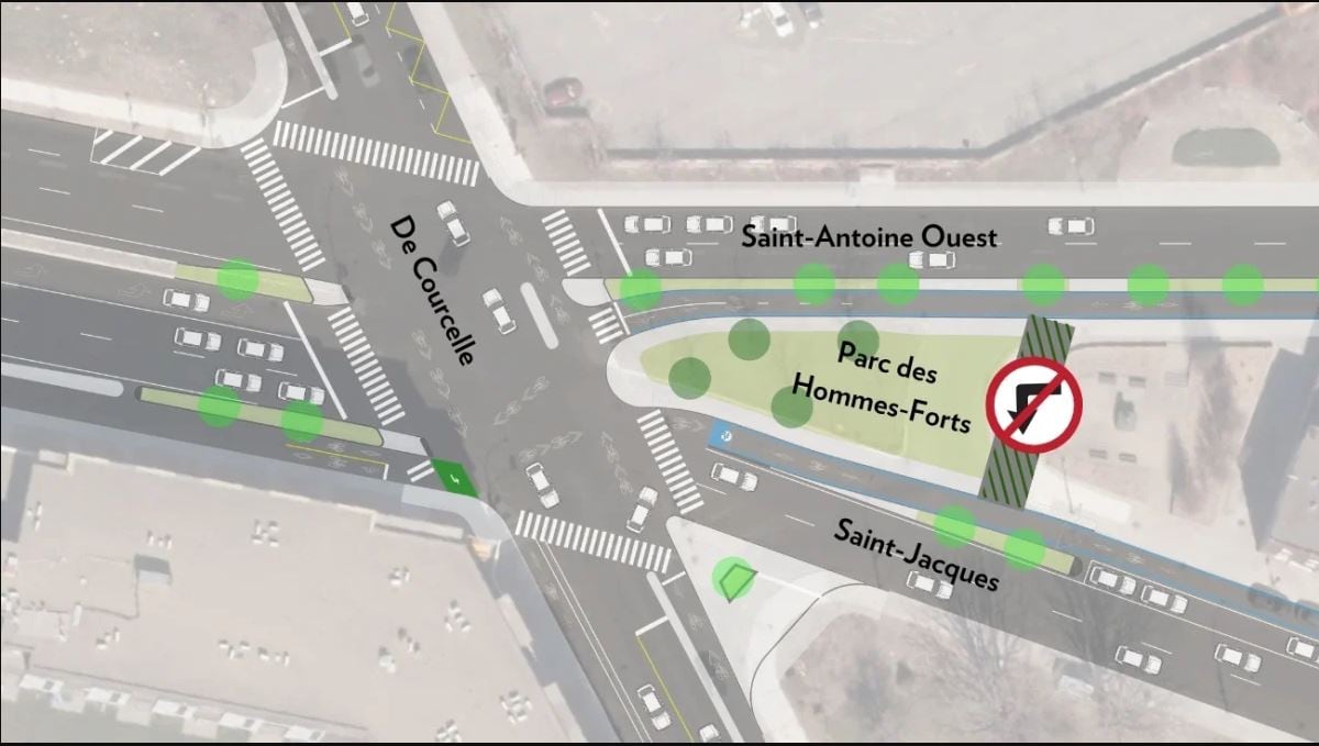 An illustration showing a re-designed intersection.