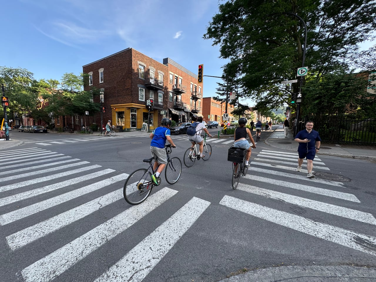 Cyclists on the Rachel Street bike path.