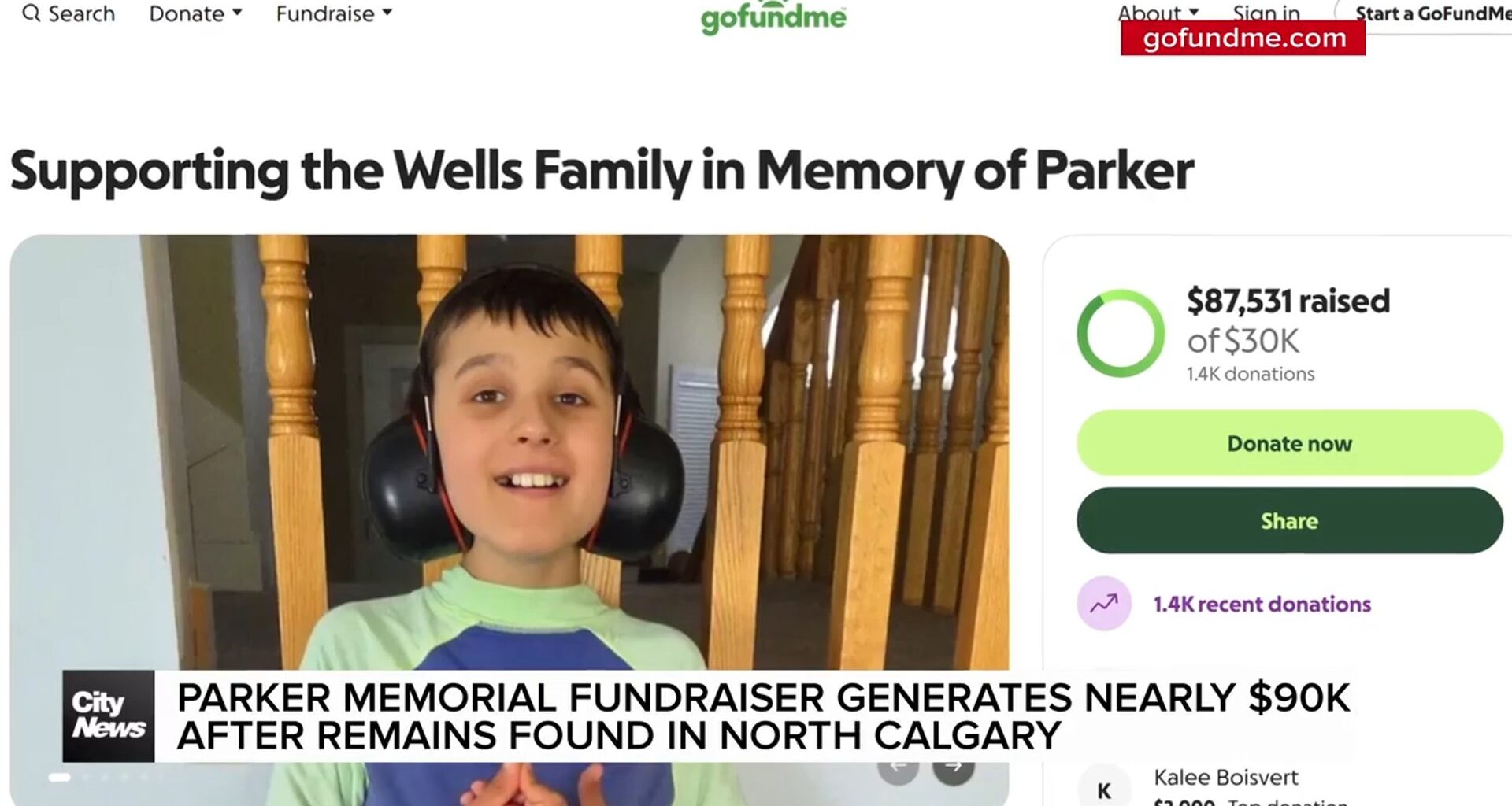 Parker memorial fundraiser generates nearly $90K days after remains found in North Calgary