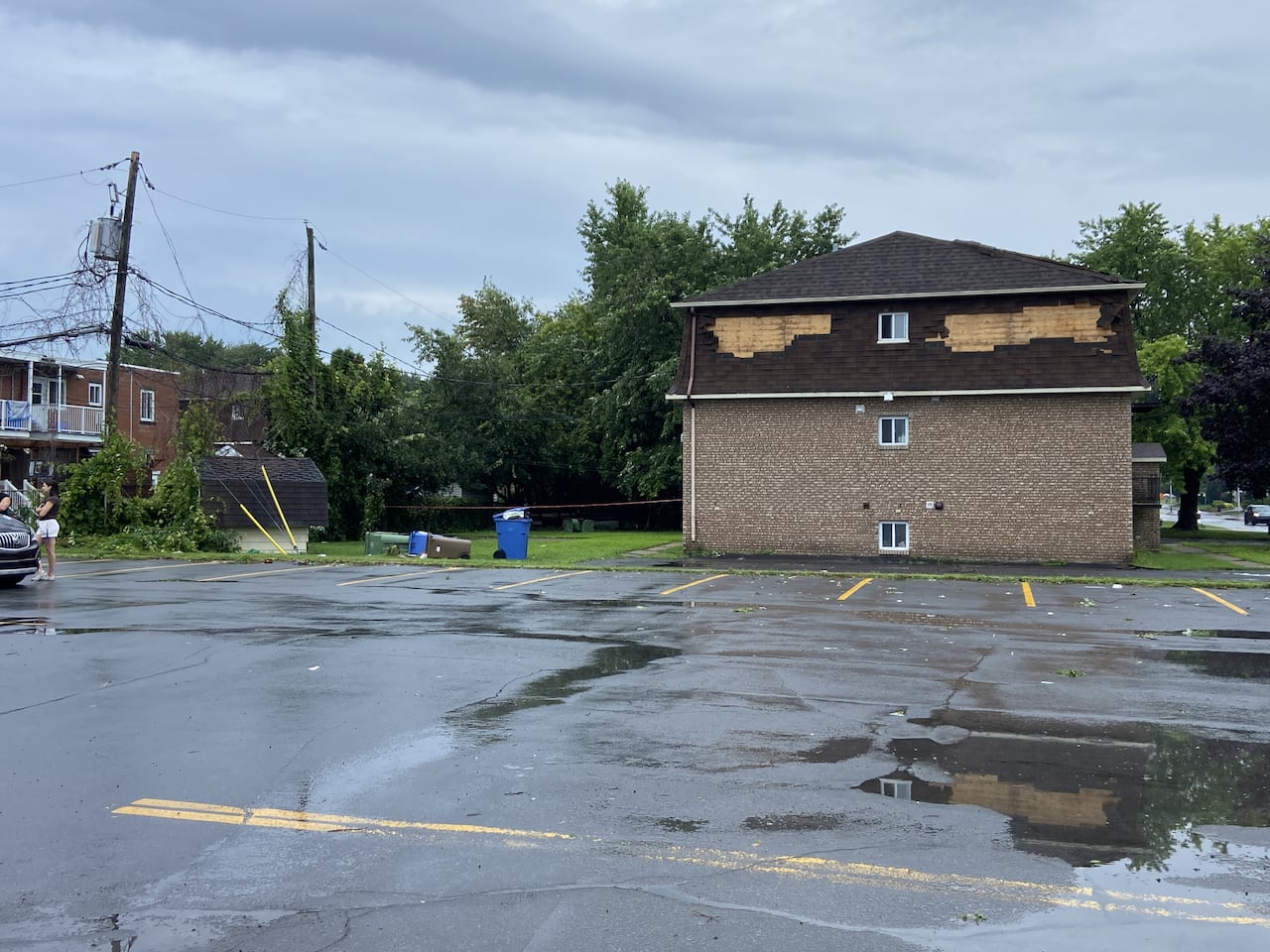 Shingles were torn off a home after a storm swept through Repentigny Sunday afternoon.