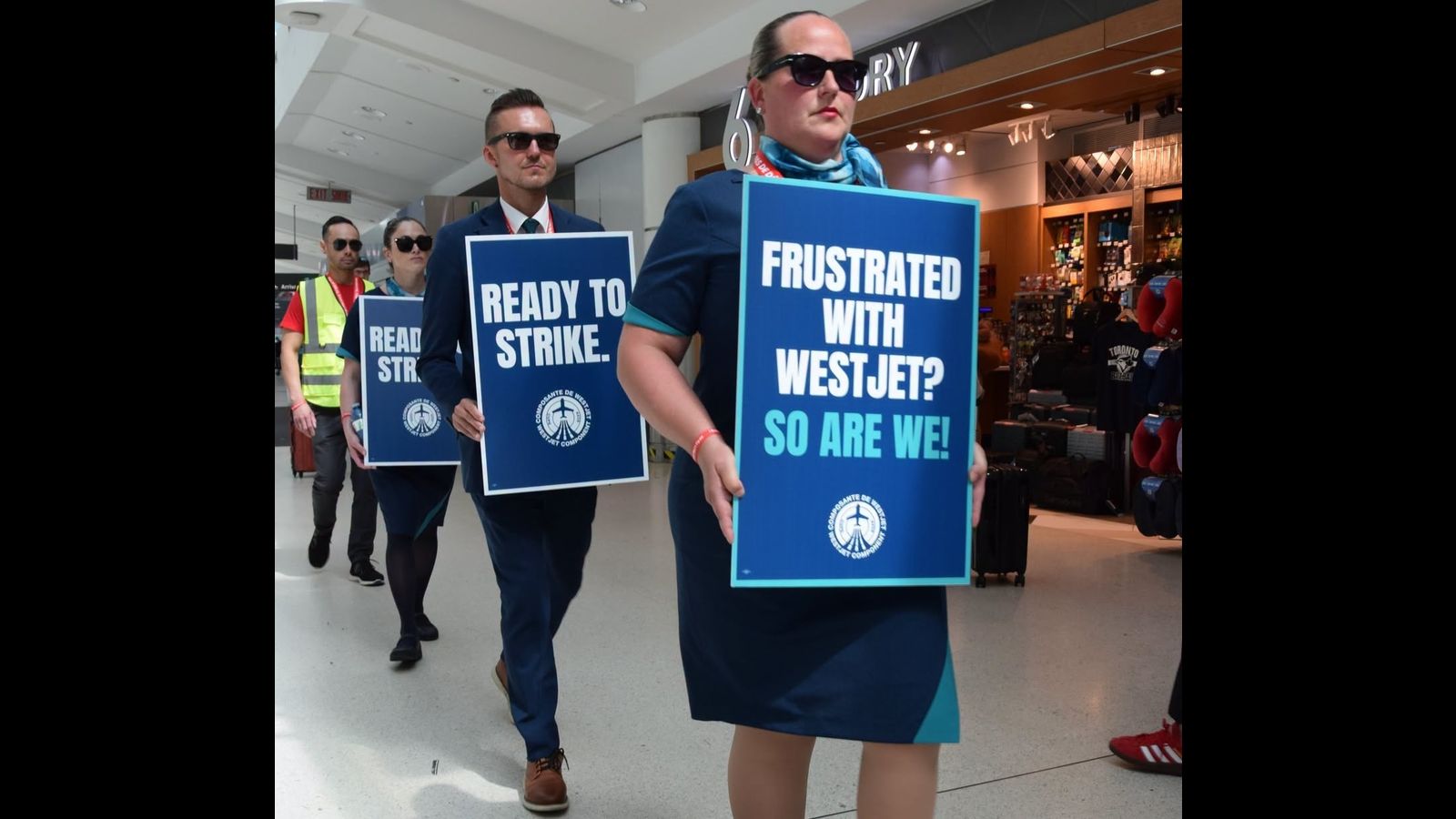 Over 4,000 WestJet flight attendants on strike across Canada against unpaid labour