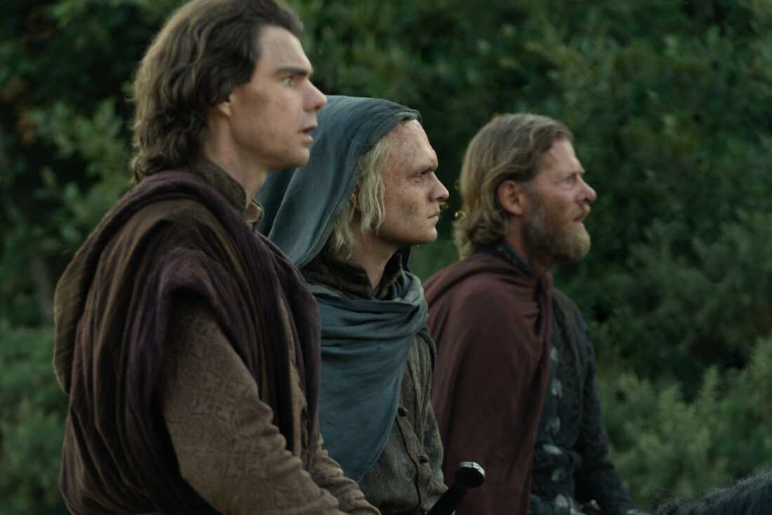 Larys (Matthew Needham), Aegon (Tom Glynn-Carney), and Tyland Lannister (Jefferson Hall).
