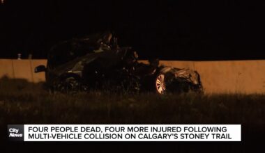 Four people dead, four more injured following multi-vehicle collision on Calgary's Stoney Trail