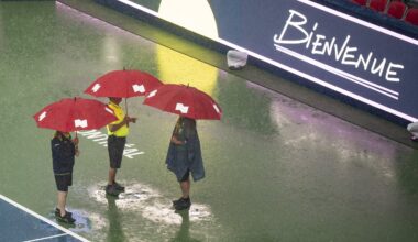 Rain interrupts men’s National Bank Open in Montreal a second straight day