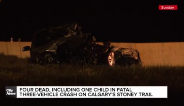 Four dead in fatal three-vehicle crash on Calgary's Stoney Trail