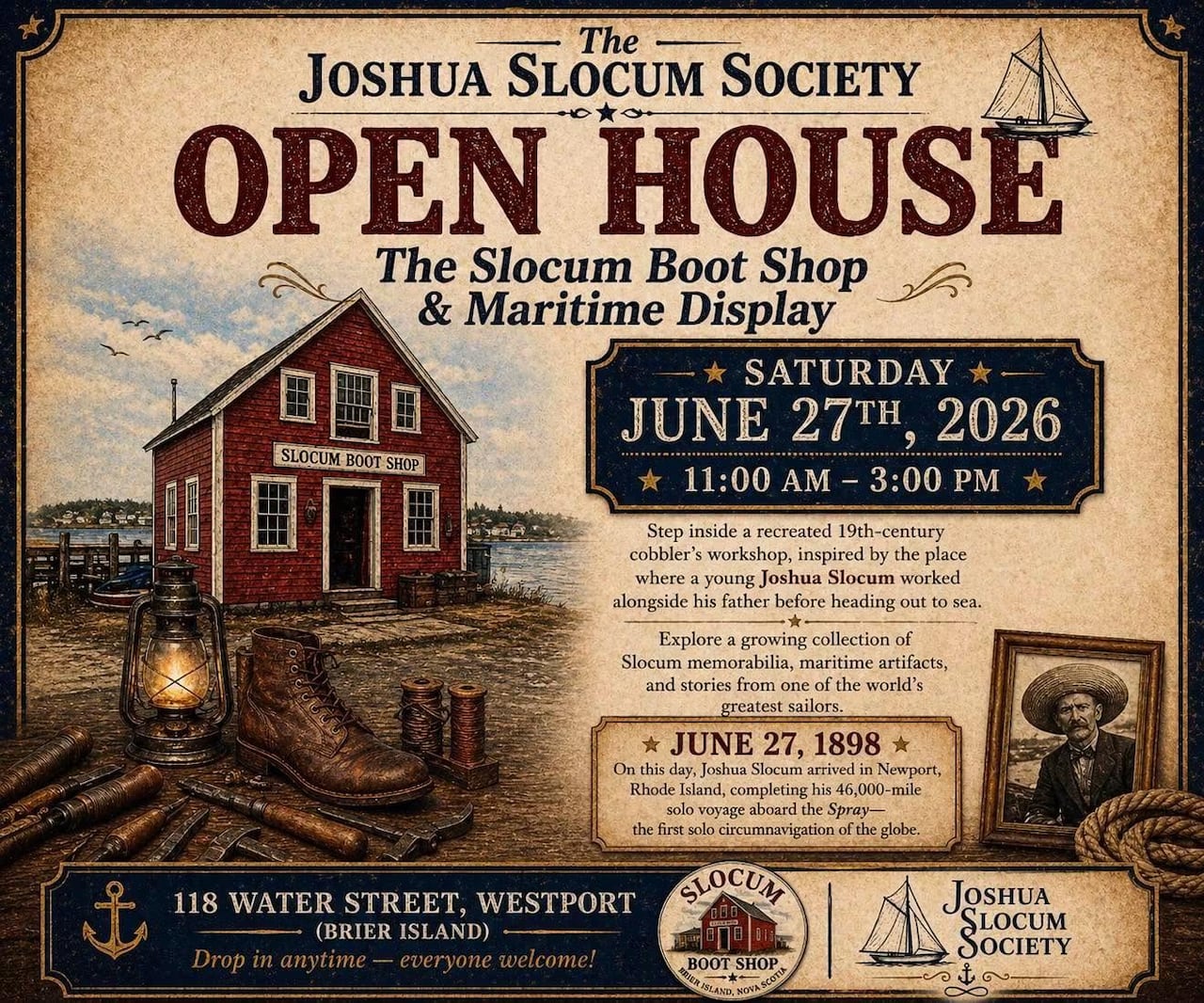 An ai poster of a little red house that reads "OPEN HOUSE"