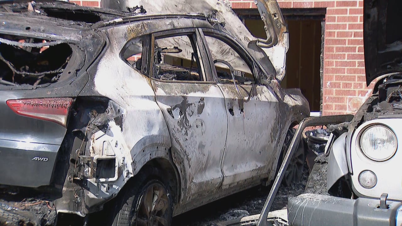 Cars burned