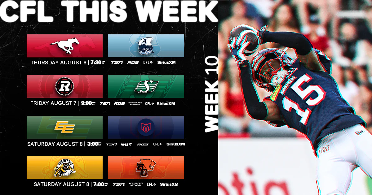 CFL Schedule Today August 7, 2026: Ottawa Redblacks vs Saskatchewan Roughriders