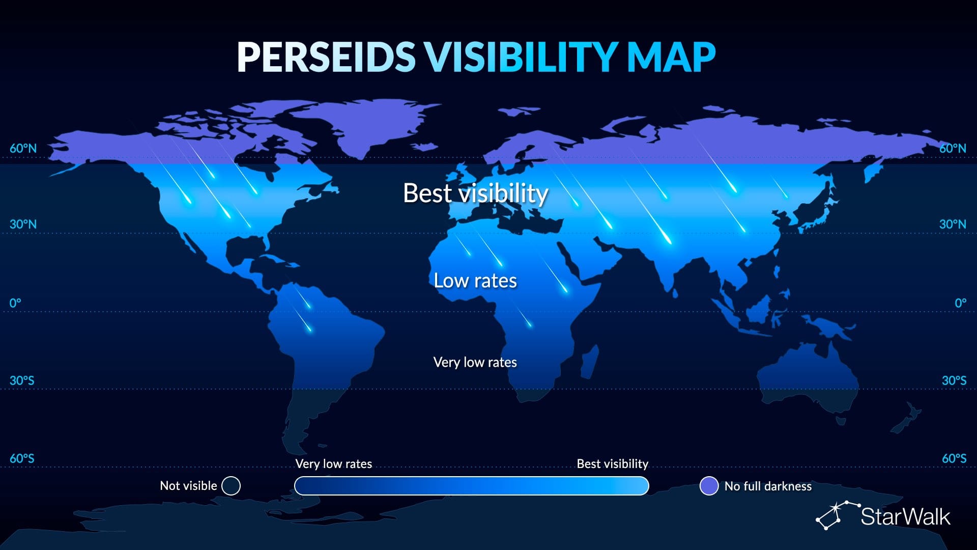 The visibility map of the Perseid meteor shower