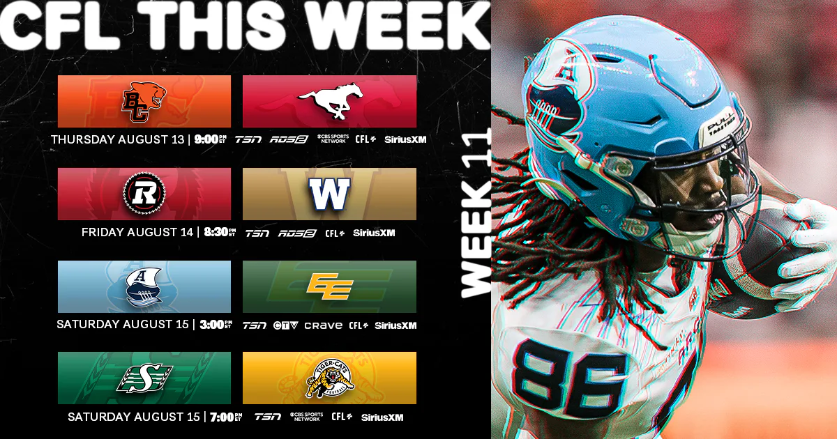CFL Schedule Today Thursday, August 13, 2026: BC Lions vs Calgary Stampeders