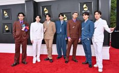 BTS at the 64th Annual Grammy Awards held at the MGM Grand Garden Arena on April 3rd, 2022 in Las Vegas, Nevada.