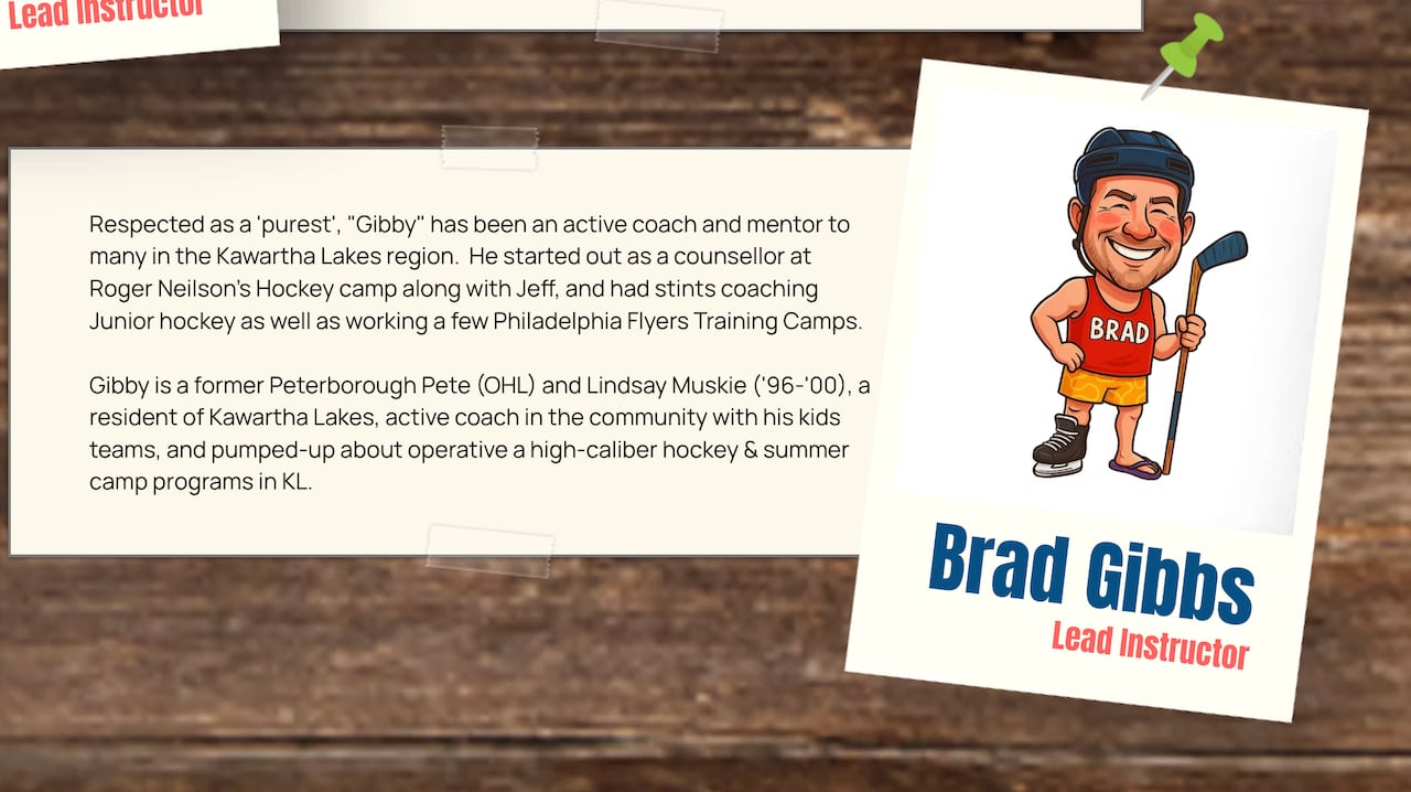 Screenshot from a website that shows an illustration of a man in hockey gear.