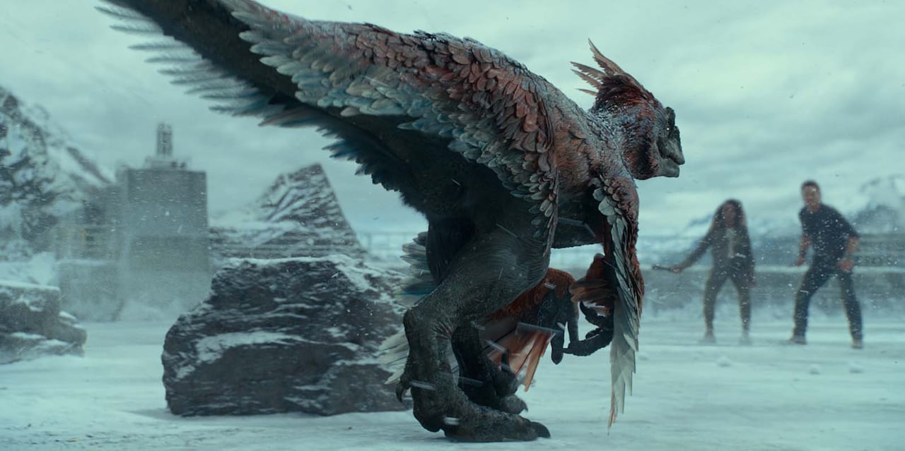 A feathered dinosaur featured in the 2022 film Jurassic World Dominion. The dinosaurs shown in the film reflected the latest research on the feather colouring of dinosaurs.