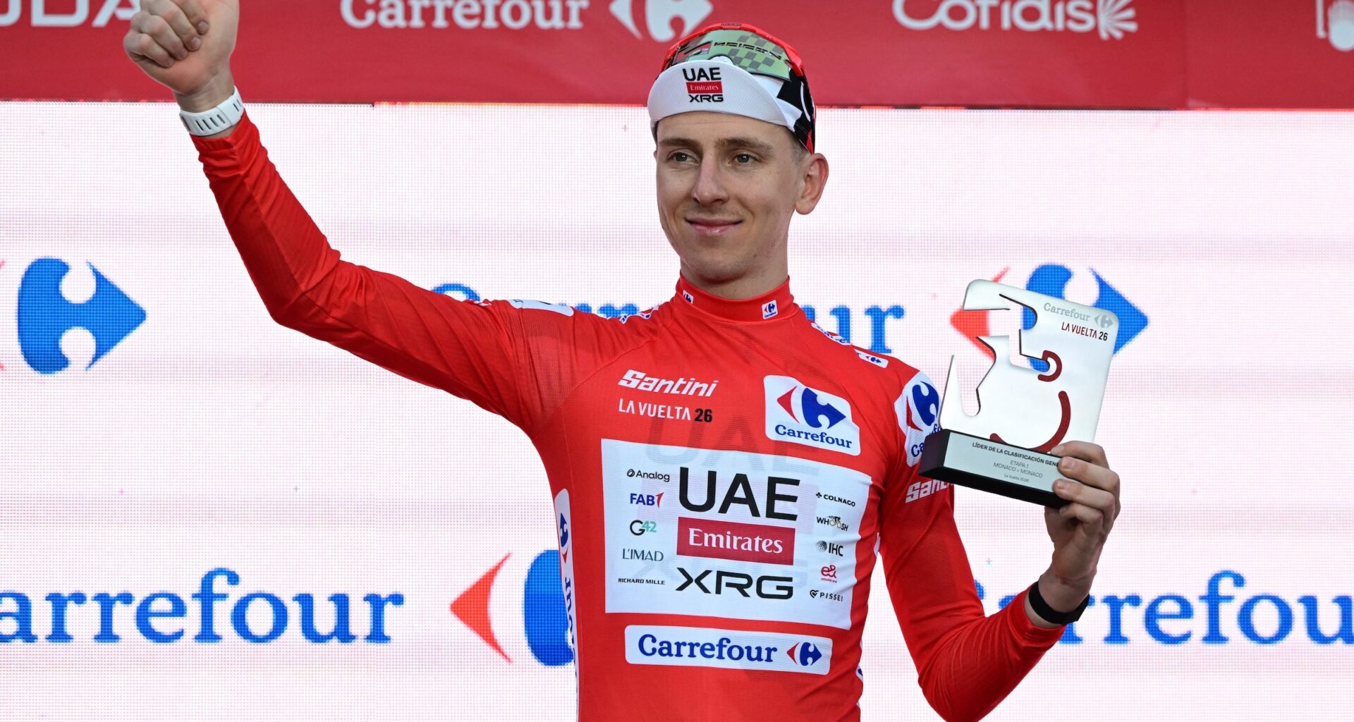 Tadej Pogačar won stage 1 of the Vuelta a España by just 0.09 seconds (Photo: Miguel Medina / AFP)