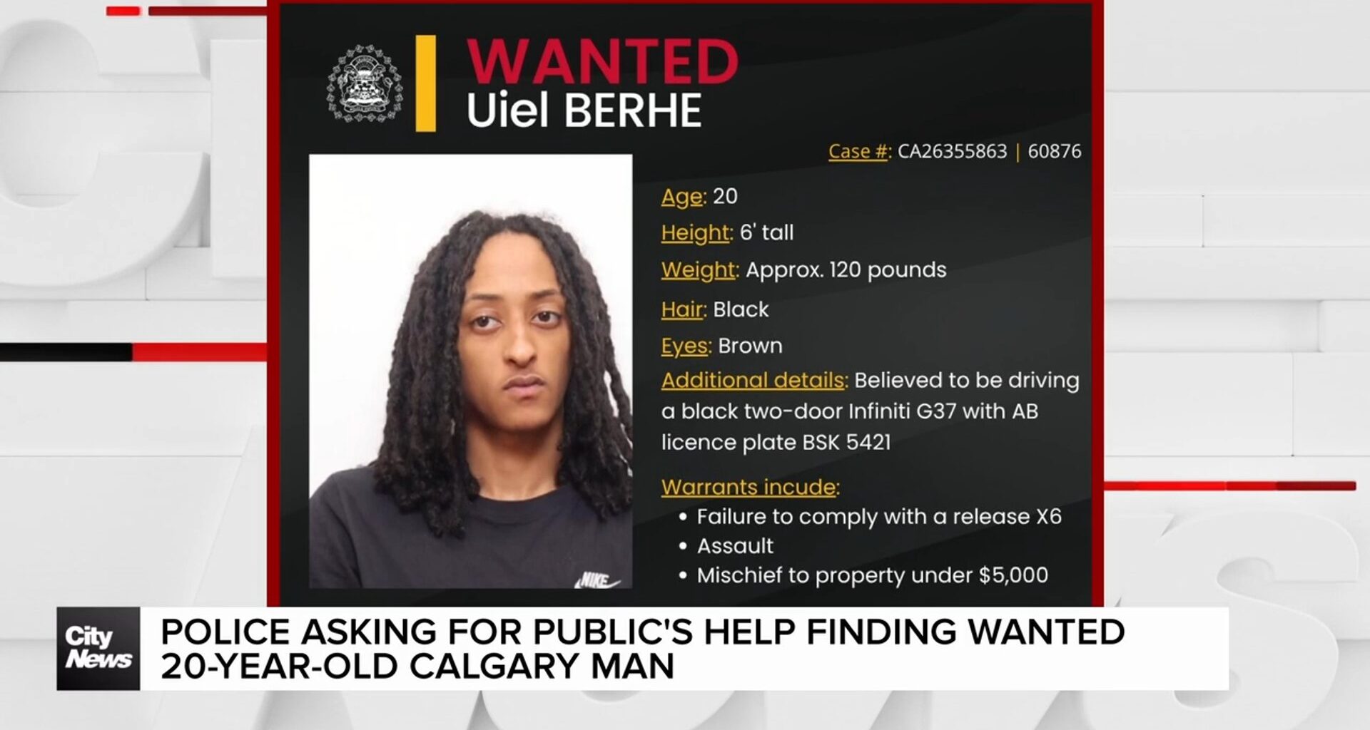 Police asking for public's help finding wanted 20-year-old Calgary man