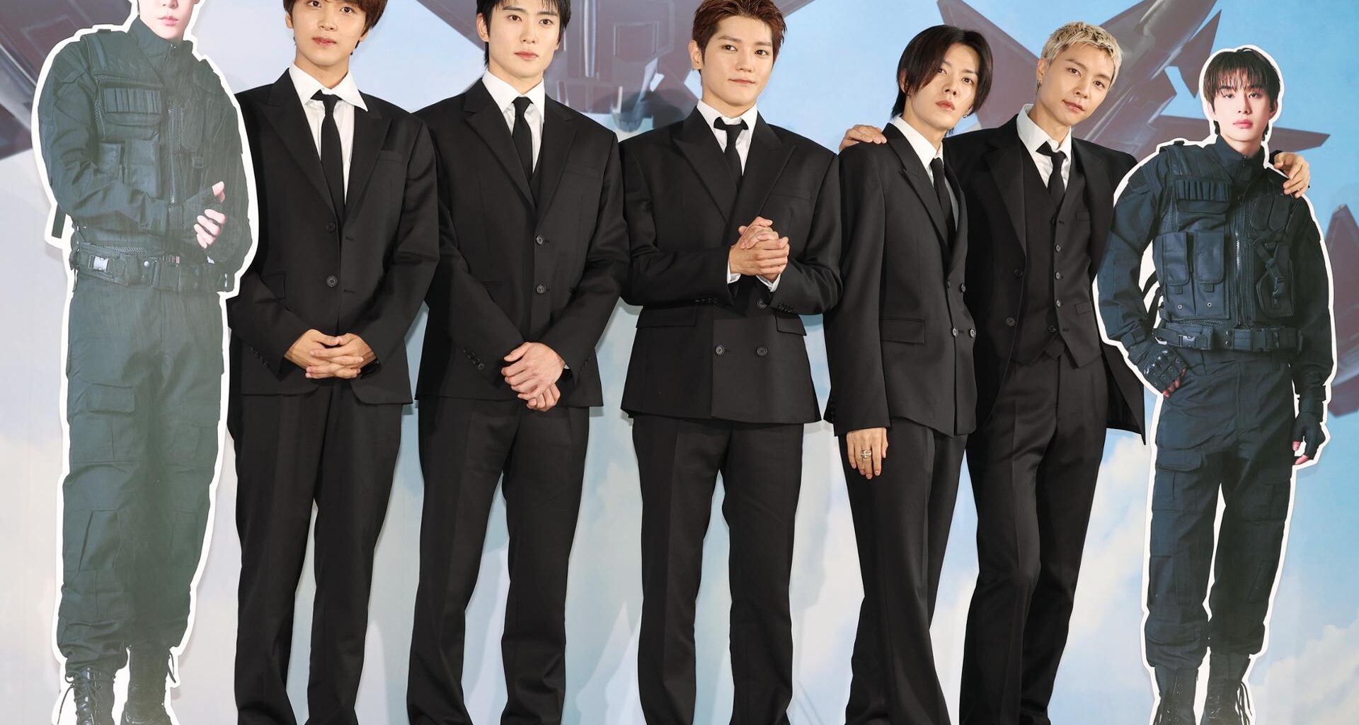 Members of NCT 127 pose during a press conference at SKY31, a convention venue in Lotte World Tower, in Seoul