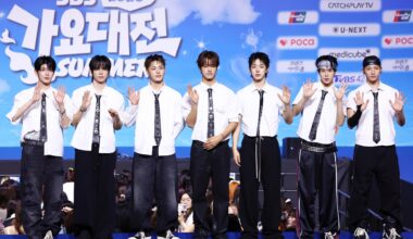 Members of NEXZ pose at KINTEX Exhibition Center 2 in Goyang, Gyeonggi Province, Aug. 9. Yonhap