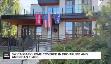 Calgary home covered in Pro-Trump and American flags
