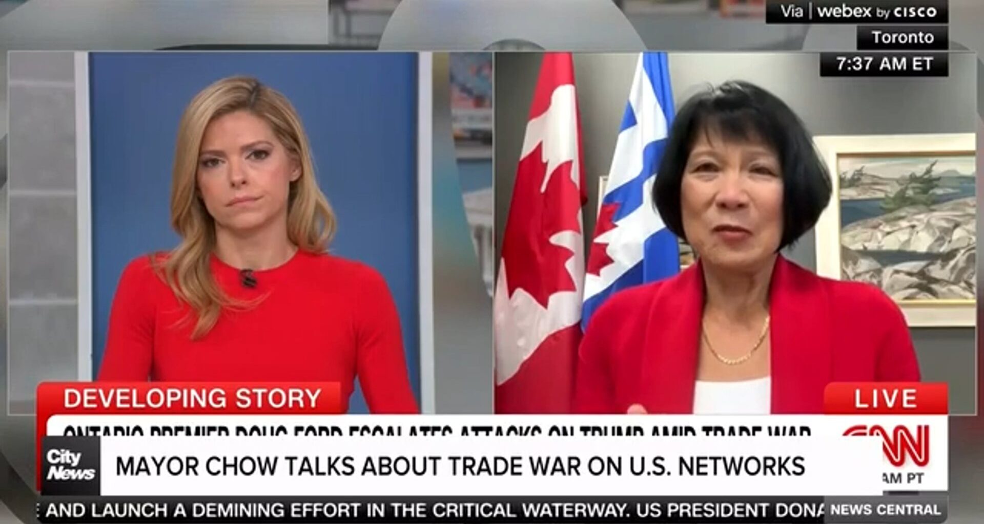 Toronto mayor stresses cooperation in US news appearances