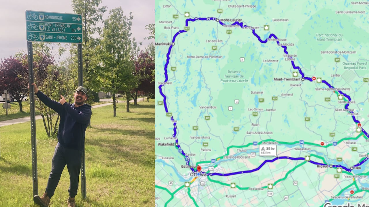 A visual guide to Gab’s multi-day trek, beginning in Ottawa and biking through Wakefield, Maniwaki, and Mont-Laurier before reaching Mont-Tremblant and ending in Montreal.