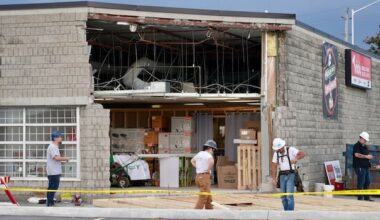 Vehicle smashes into Gloucester store, 2 used lawnmowers stolen