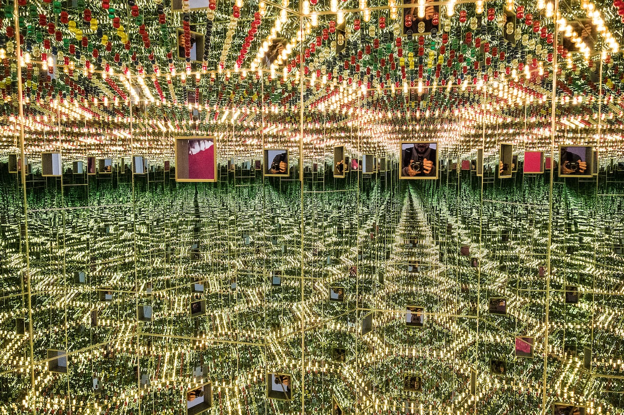 an art installation featuring hexagonal mirrors