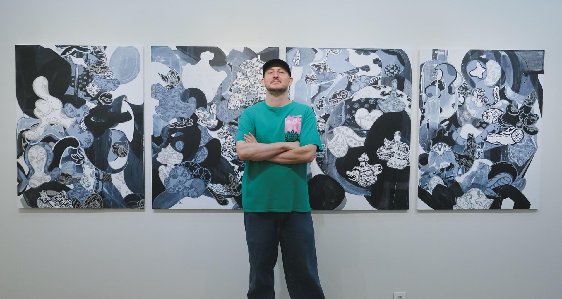 French artist Boyane Zelechowski shows off his artwork at Hippie Hannam Gallery in Seoul, Aug. 27. Courtesy of Justin Kyle