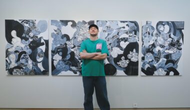 French artist Boyane Zelechowski shows off his artwork at Hippie Hannam Gallery in Seoul, Aug. 27. Courtesy of Justin Kyle