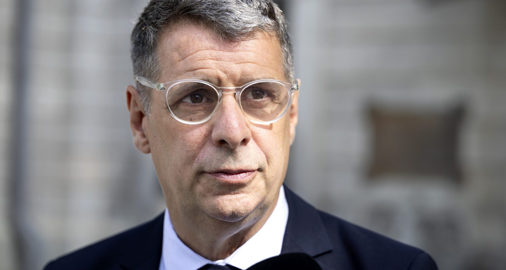 Quebec Conservative Party Leader Éric Duhaime speaks to the media.