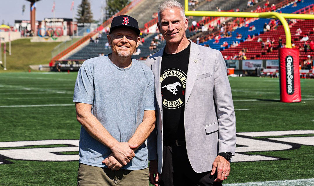 Stand-up comedy icon Bill Burr attends Calgary Stampeders game