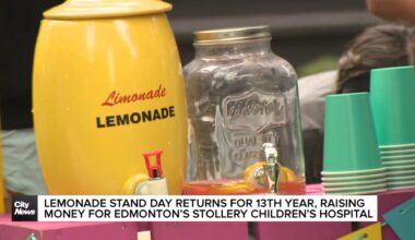 Lemonade stand day returns for 13th year, raising money for Edmonton's Stollery Children's Hospital
