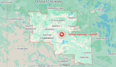 Heavy rainfall warning in effect for North Central Sask.
