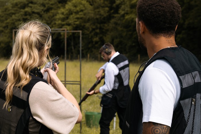18_08_emm_dawn_joe_billy_03 Dawn aims a gun at Joe as Billy watches on in Emmerdale