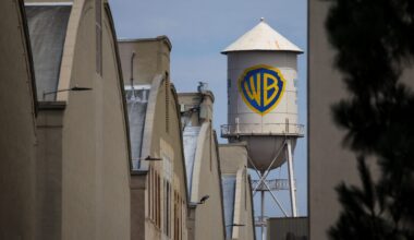 The Warner Bros. Water Tower is pictured at Warner Bros. Studios in Burbank on the day it was announced that California and 11 states are suing to block Paramount's $110 billion acquisition of Warner Bros. Discovery in California, U.S. July 13, 2026.