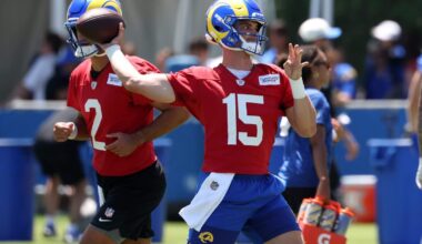 Rams’ first day in pads: Ty Simpson cuts it loose, Aaron Donald buzz builds
