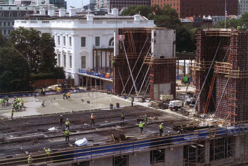This undated photo from court documents show US President Donald Trump's ballroom under construction in Washington, DC.