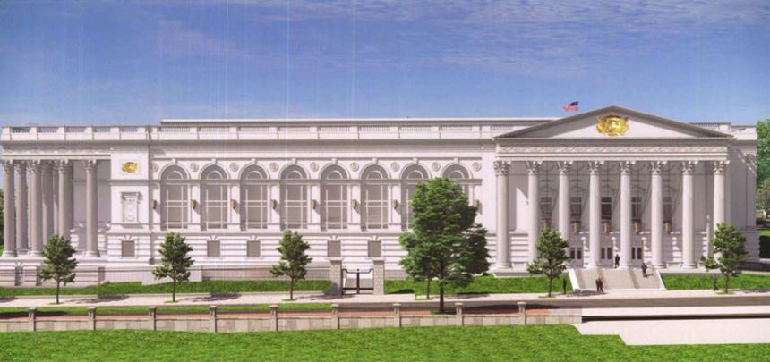 This rendering from court documents show the exterior of the proposed East Wing of the White House.