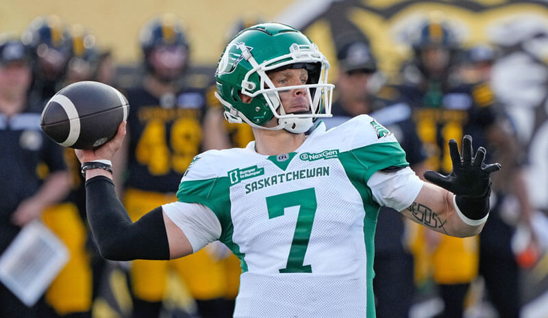 Saskatchewan Roughriders quarterback Trevor Harris (7).