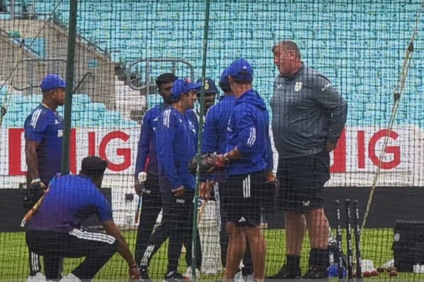 Indian Head Coach Gautam Gambhir and Oval curator Fortis in a heated discussion ahead of the Oval Test last July Indian Head Coach Gautam Gambhir and Oval curator Fortis in a heated discussion ahead of the Oval Test last July