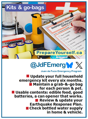 Kits & go bags, Juan de Fuca Emergency Program
