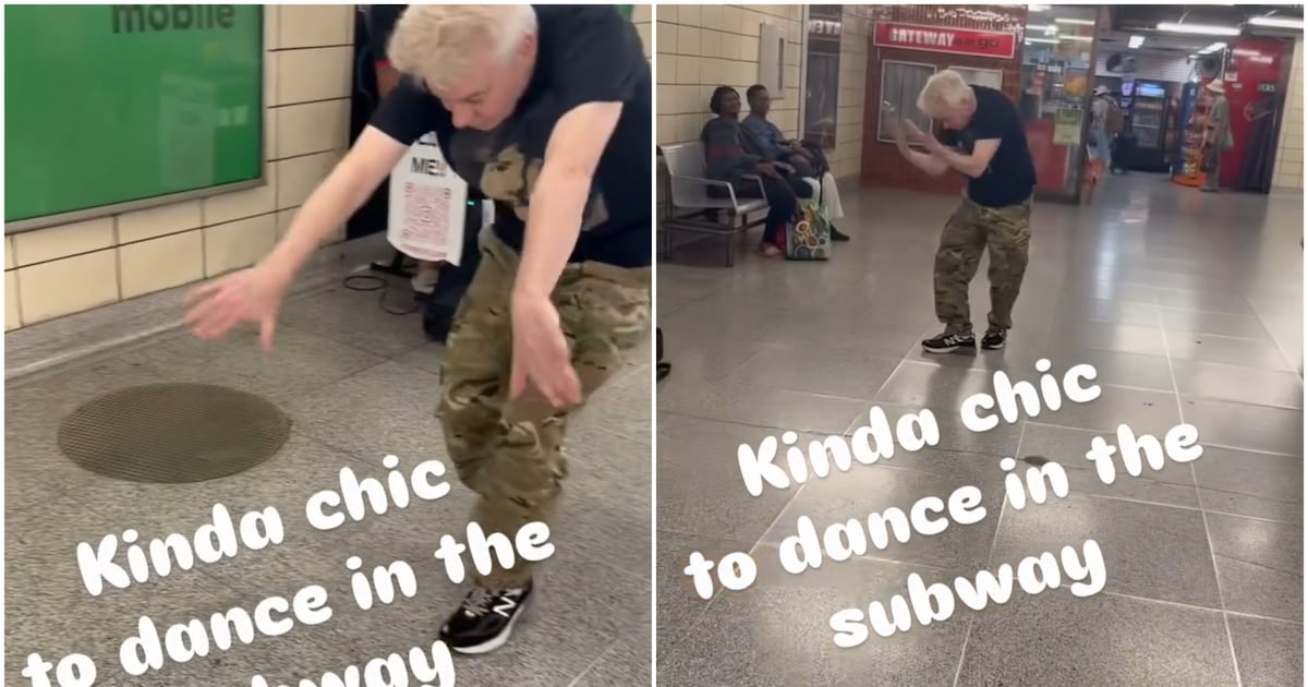Mike Myers dances at TTC subway station