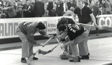 MICHAEL BURNS SR. PHOTO
                                Meleschuk (standing) with teammates Dave Romano (from left), Pat Hailley and John Hanesiak at the 1972 World Champion in Germany